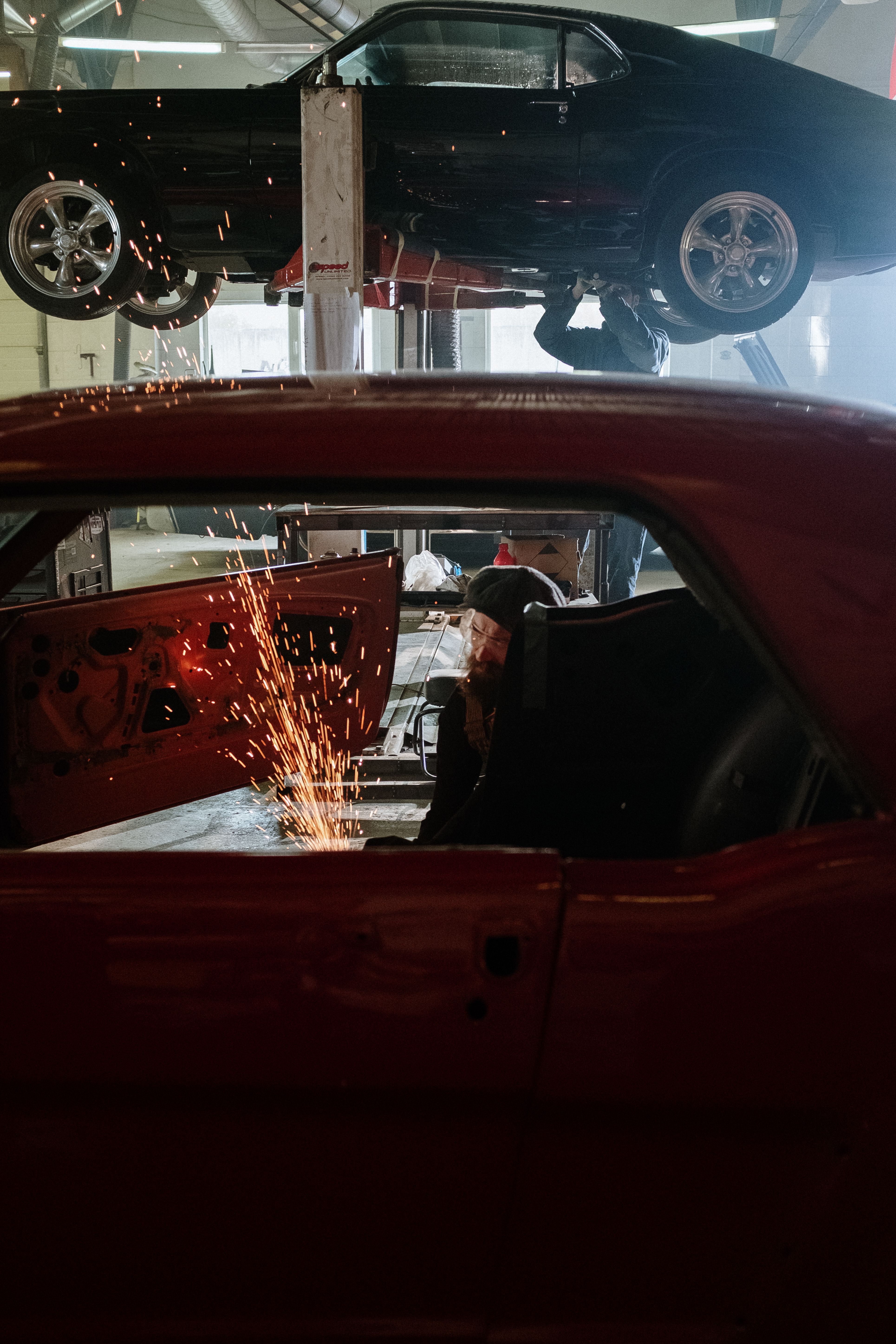 Professional auto painting in spray booth